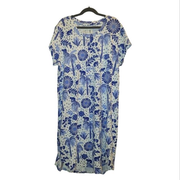 THE CATS PAJAMAS Palmera Pima Knit Short-Sleeved Sleep Shirt M - Picture 2 of 5